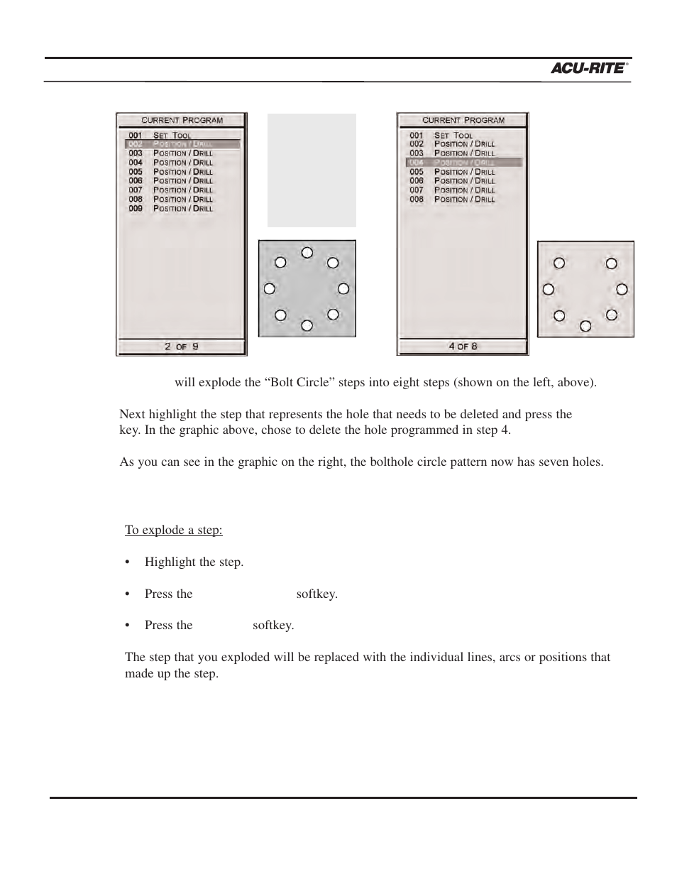 Program steps, Operation manual | ACU-RITE MILLPWR 3 Axes User Manual | Page 157 / 241