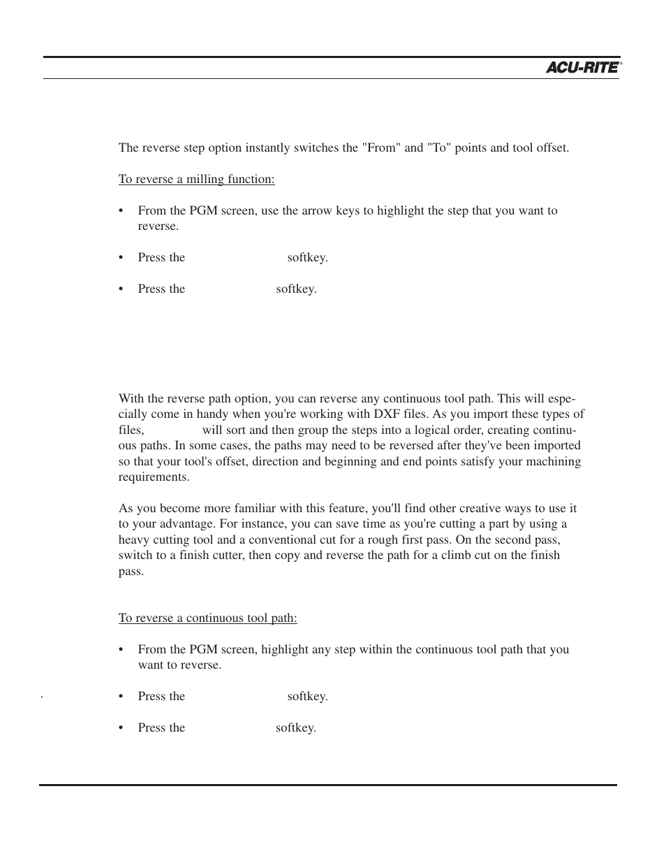 Program steps | ACU-RITE MILLPWR 3 Axes User Manual | Page 158 / 241