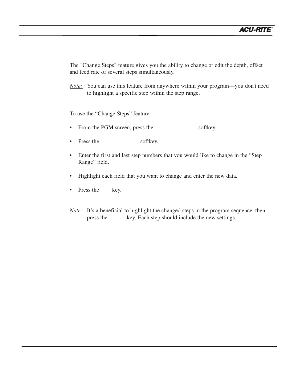 Program steps | ACU-RITE MILLPWR 3 Axes User Manual | Page 159 / 241