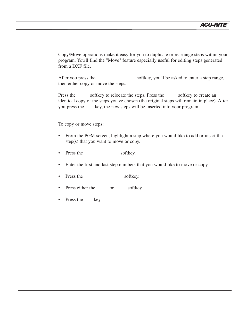 Program steps, Operation manual | ACU-RITE MILLPWR 3 Axes User Manual | Page 161 / 241