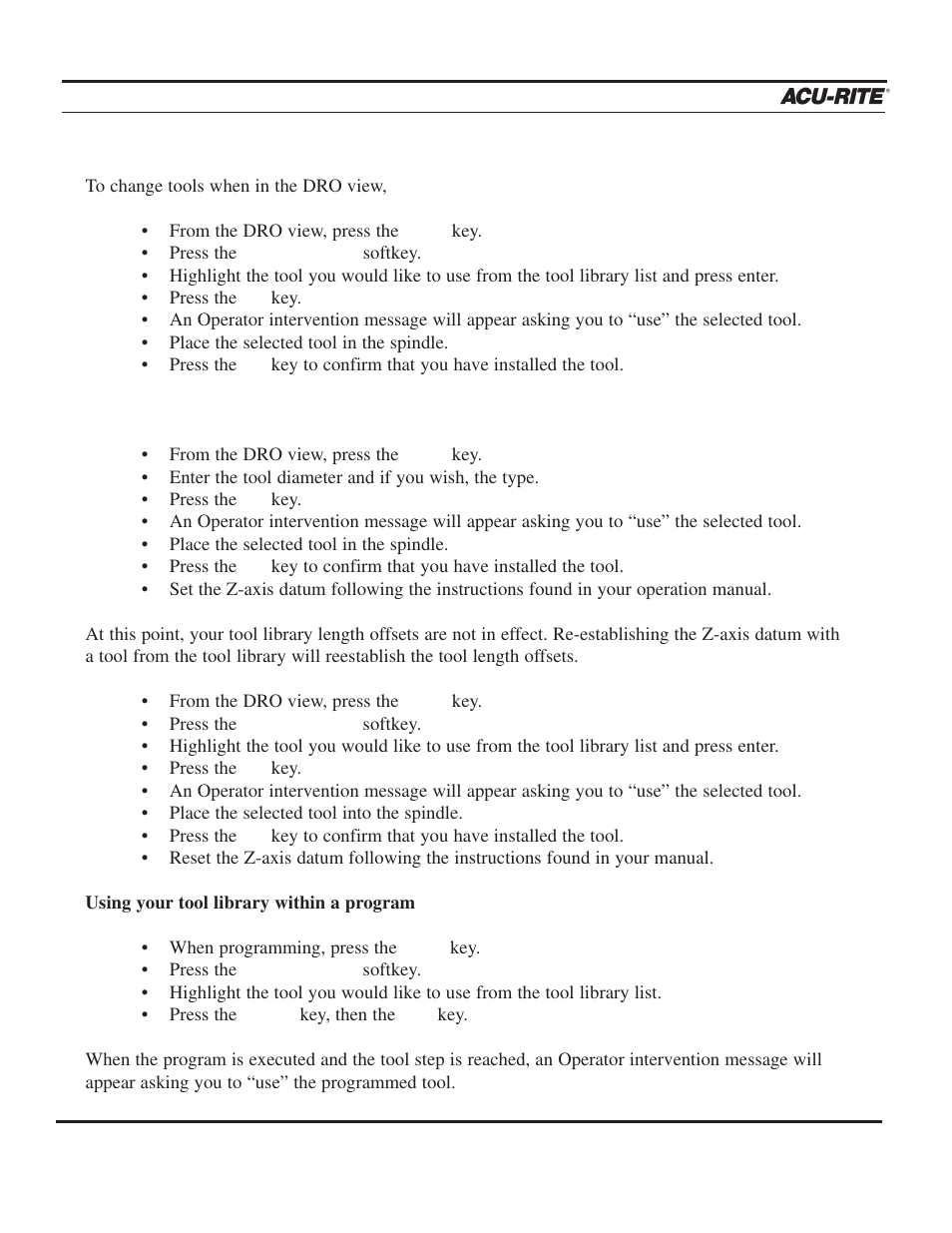 Setup, Operation manual | ACU-RITE MILLPWR 3 Axes User Manual | Page 188 / 241