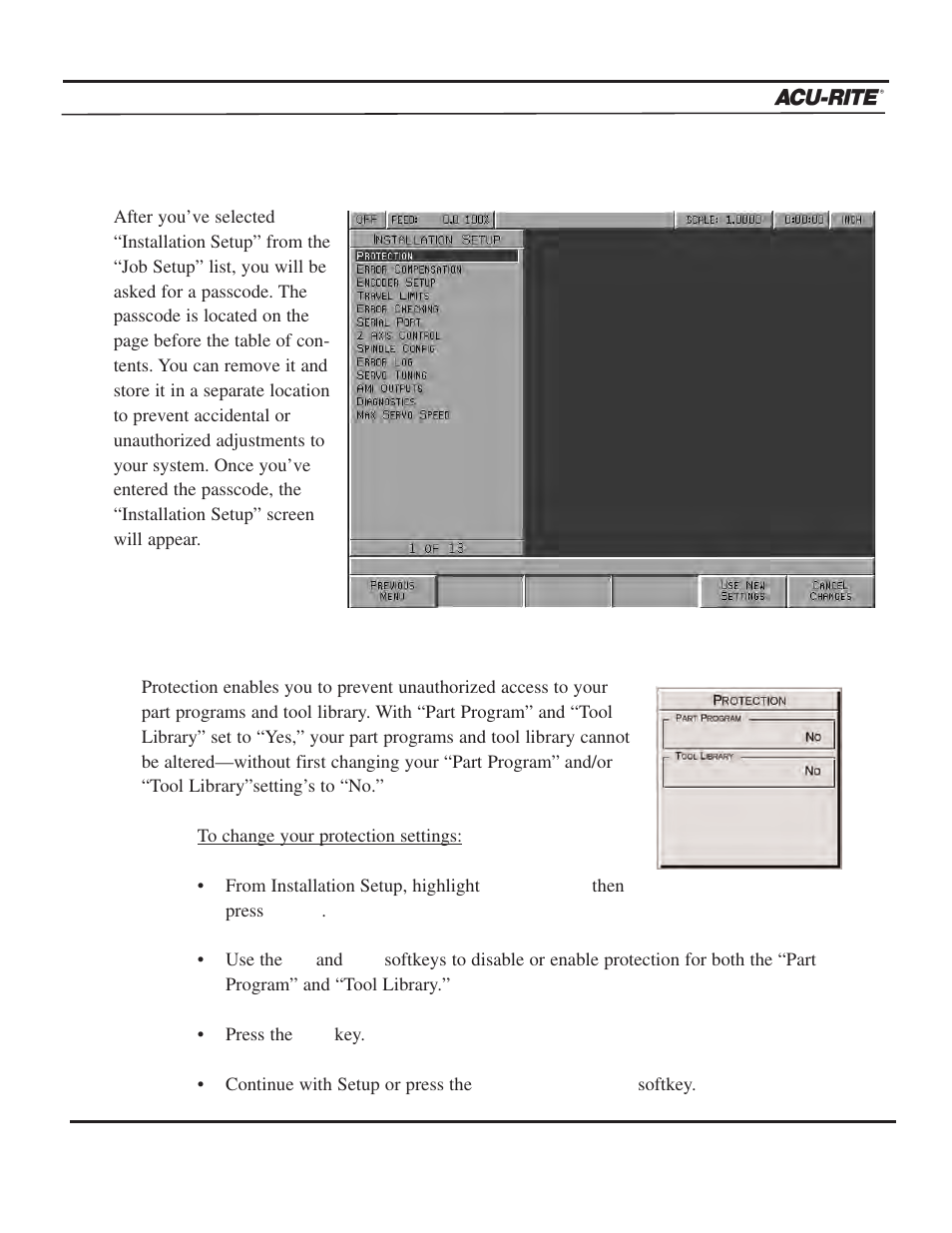 Setup | ACU-RITE MILLPWR 3 Axes User Manual | Page 197 / 241