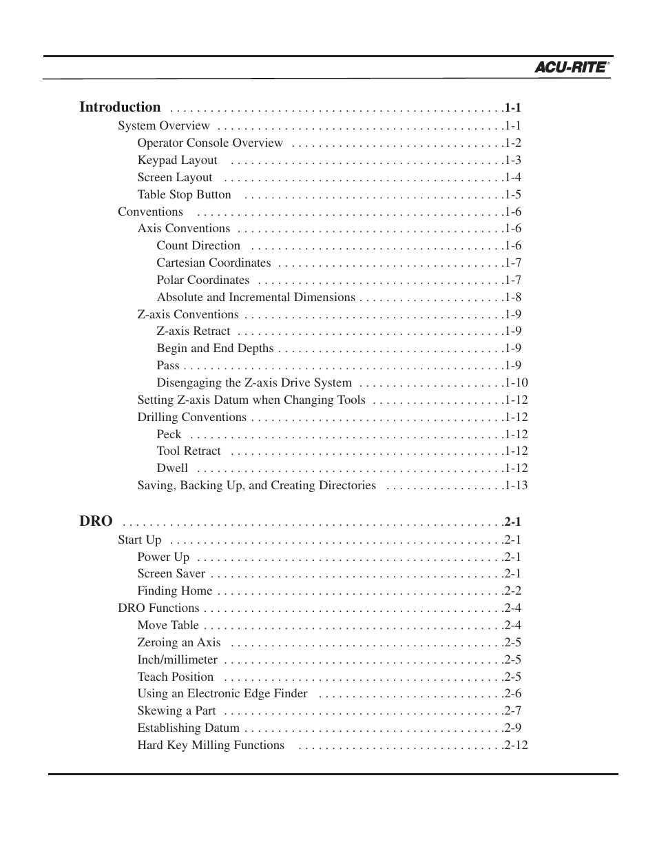 ACU-RITE MILLPWR 3 Axes User Manual | Page 2 / 241