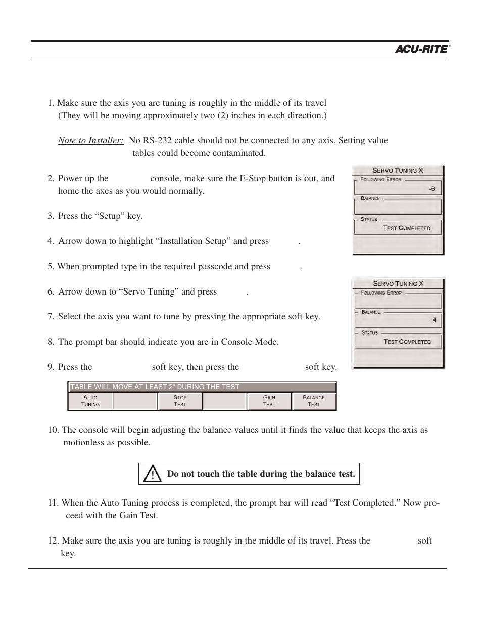 Setup, Operation manual | ACU-RITE MILLPWR 3 Axes User Manual | Page 206 / 241