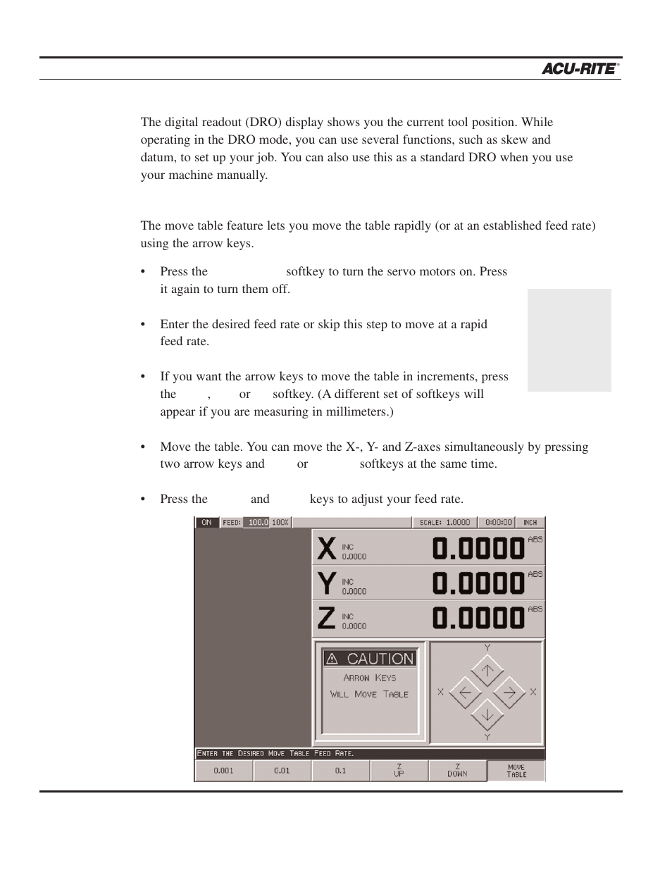 Operation manual, Dro functions | ACU-RITE MILLPWR 3 Axes User Manual | Page 27 / 241