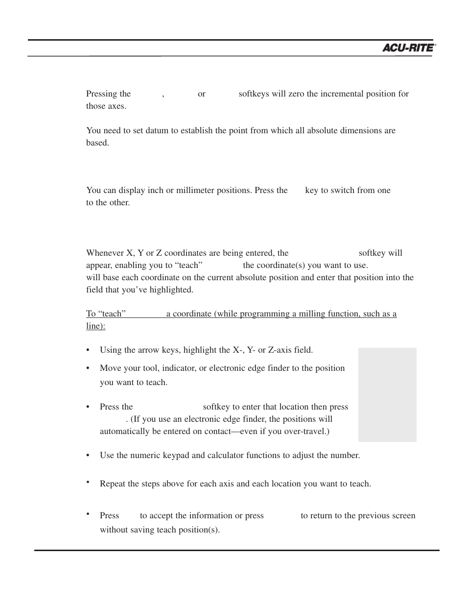 ACU-RITE MILLPWR 3 Axes User Manual | Page 28 / 241