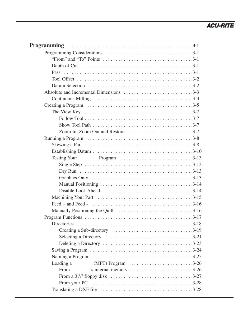 ACU-RITE MILLPWR 3 Axes User Manual | Page 3 / 241