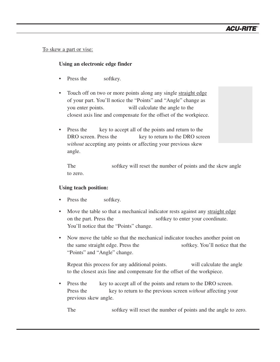 Operation manual | ACU-RITE MILLPWR 3 Axes User Manual | Page 31 / 241