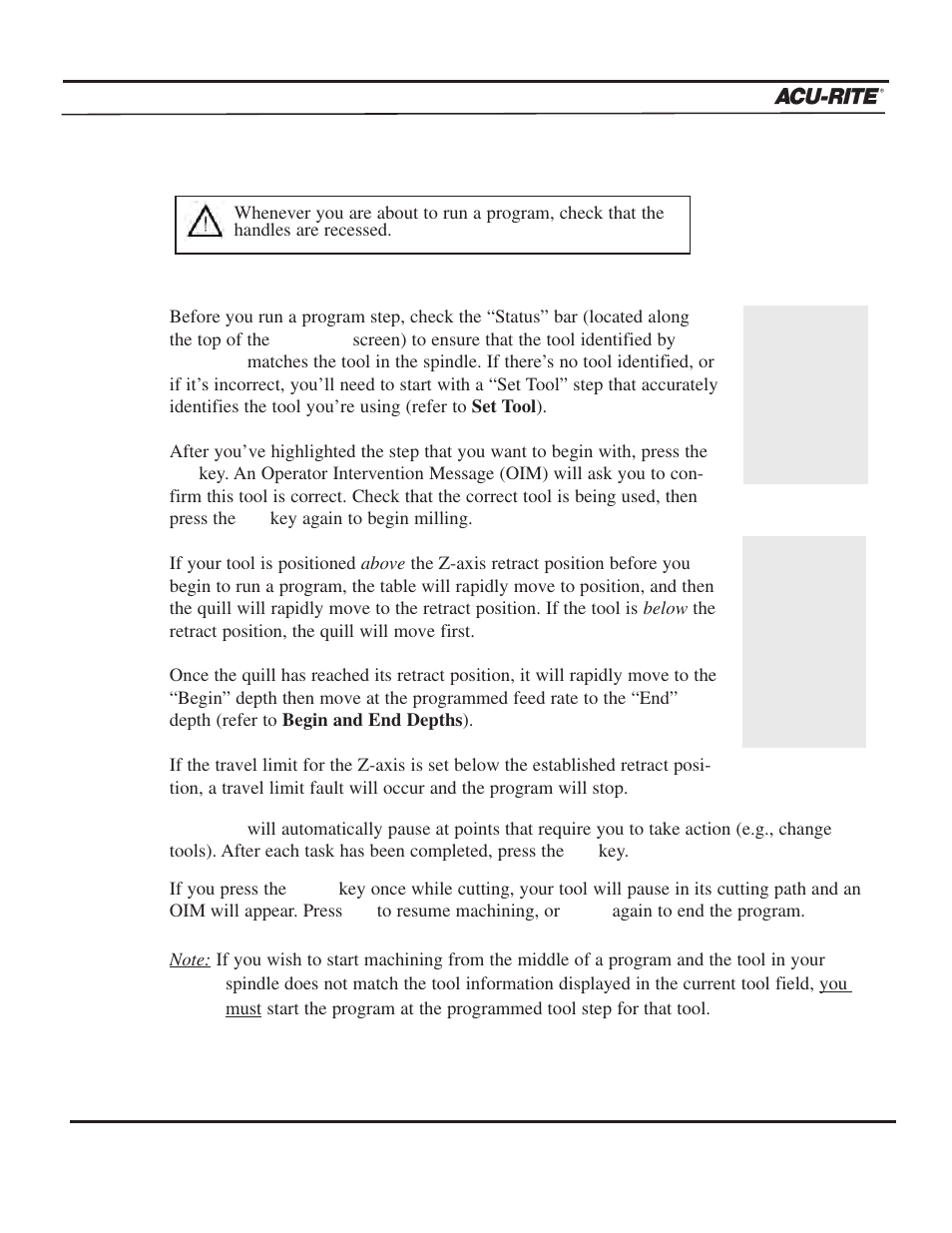 Programming, Operation manual | ACU-RITE MILLPWR 3 Axes User Manual | Page 51 / 241