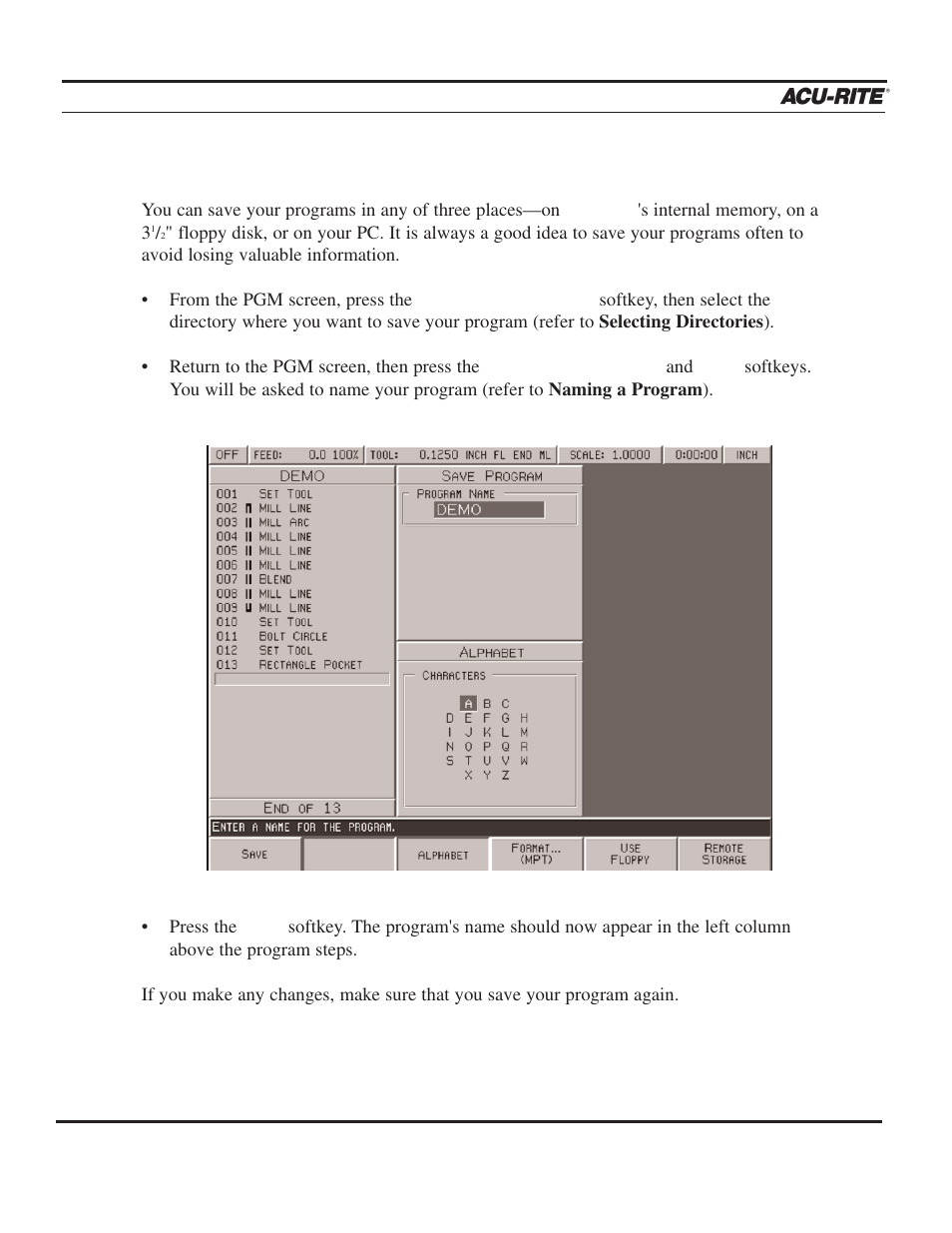 Programming, Operation manual | ACU-RITE MILLPWR 3 Axes User Manual | Page 60 / 241