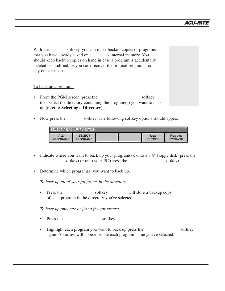 Programming, Operation manual | ACU-RITE MILLPWR 3 Axes User Manual | Page 74 / 241