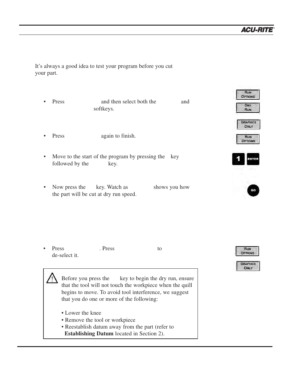 Demonstration, Operation manual, Testing your program | ACU-RITE MILLPWR 3 Axes User Manual | Page 94 / 241