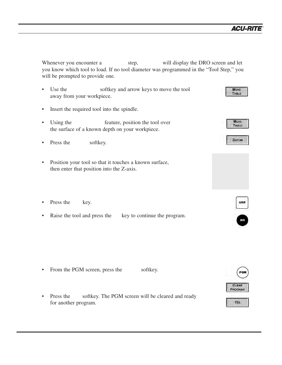 Demonstration, Operation manual, Tool changes | Clearing the program | ACU-RITE MILLPWR 3 Axes User Manual | Page 96 / 241