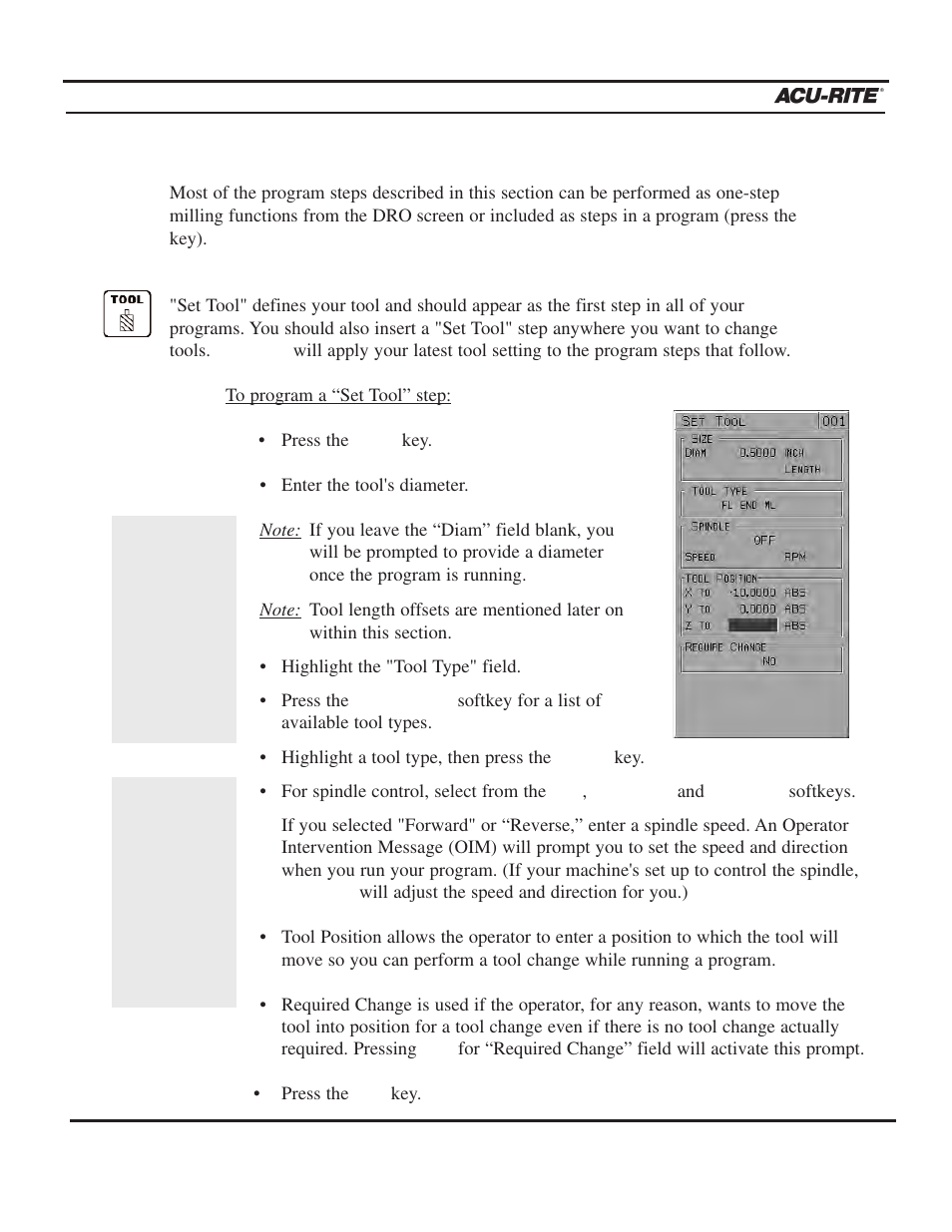 Program steps, Simple milling & drilling, Operation manual | ACU-RITE MILLPWR 3 Axes User Manual | Page 97 / 241