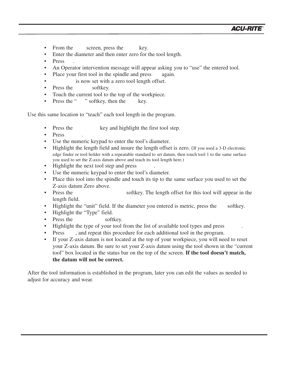 Program steps, Operation manual | ACU-RITE MILLPWR 3 Axes User Manual | Page 99 / 241