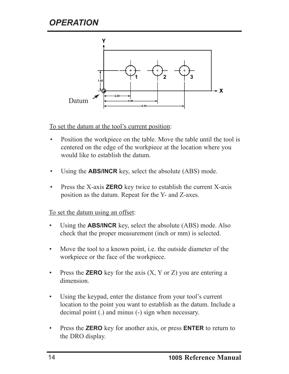 Operation | ACU-RITE 100S User Manual | Page 17 / 42