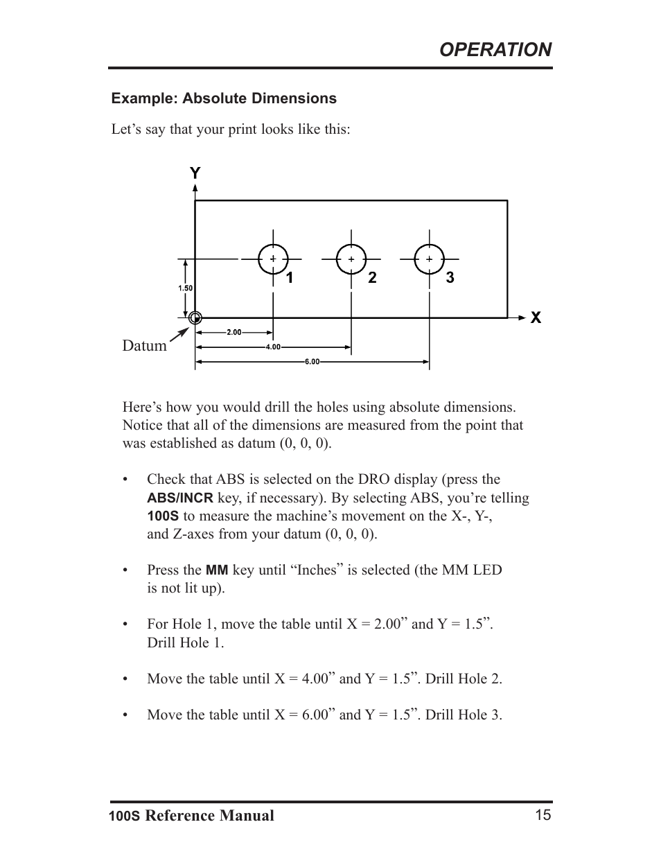 Operation | ACU-RITE 100S User Manual | Page 18 / 42