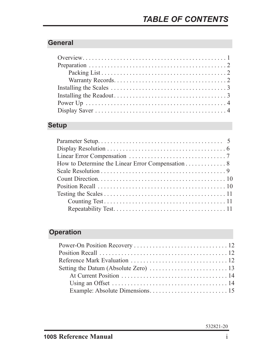 ACU-RITE 100S User Manual | Page 2 / 42