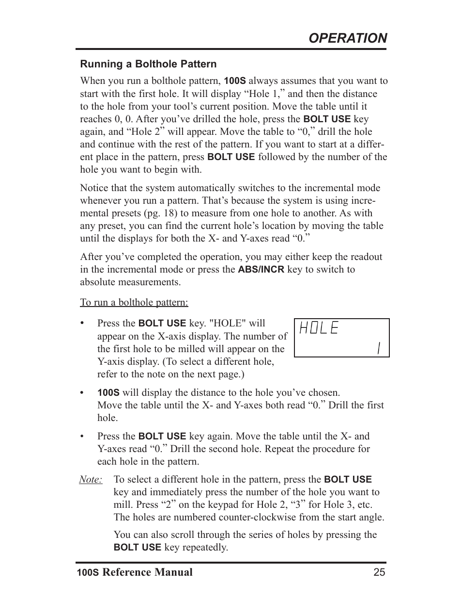 Operation | ACU-RITE 100S User Manual | Page 28 / 42