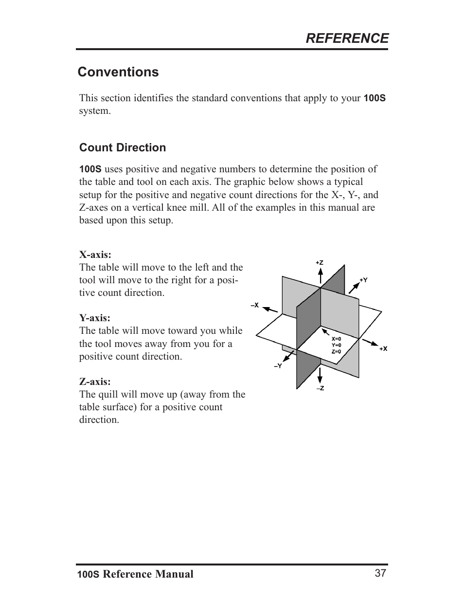 Reference, Conventions | ACU-RITE 100S User Manual | Page 40 / 42