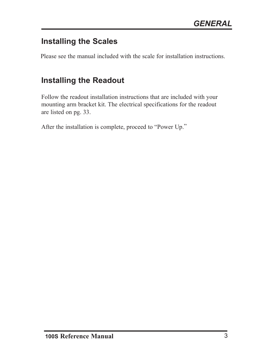 General, Installing the readout, Installing the scales | ACU-RITE 100S User Manual | Page 6 / 42