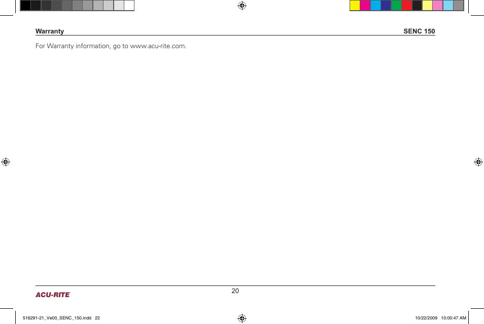 ACU-RITE SENC 150 User Manual | Page 22 / 24