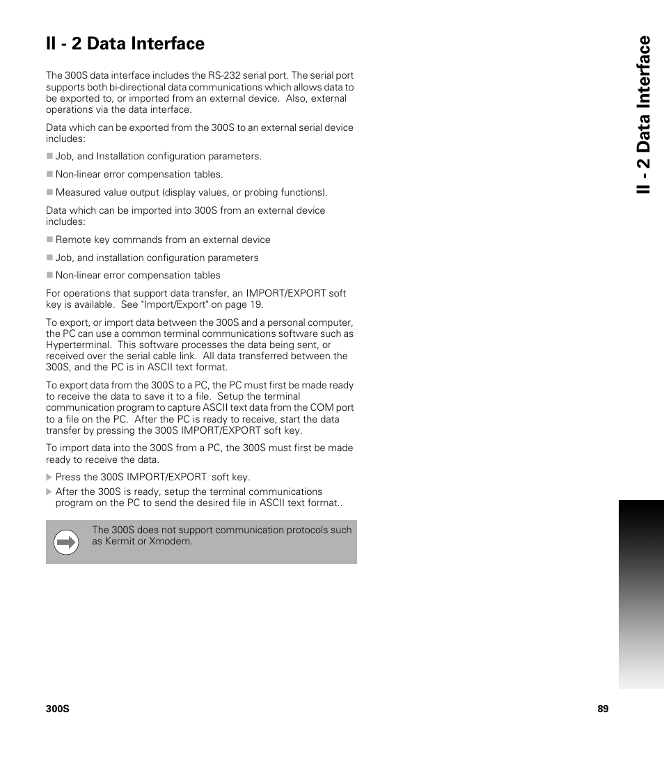 Ii - 2 data interface, Ii - 2 d a ta int e rf ace ii - 2 data interface | ACU-RITE 300S User Manual | Page 103 / 120