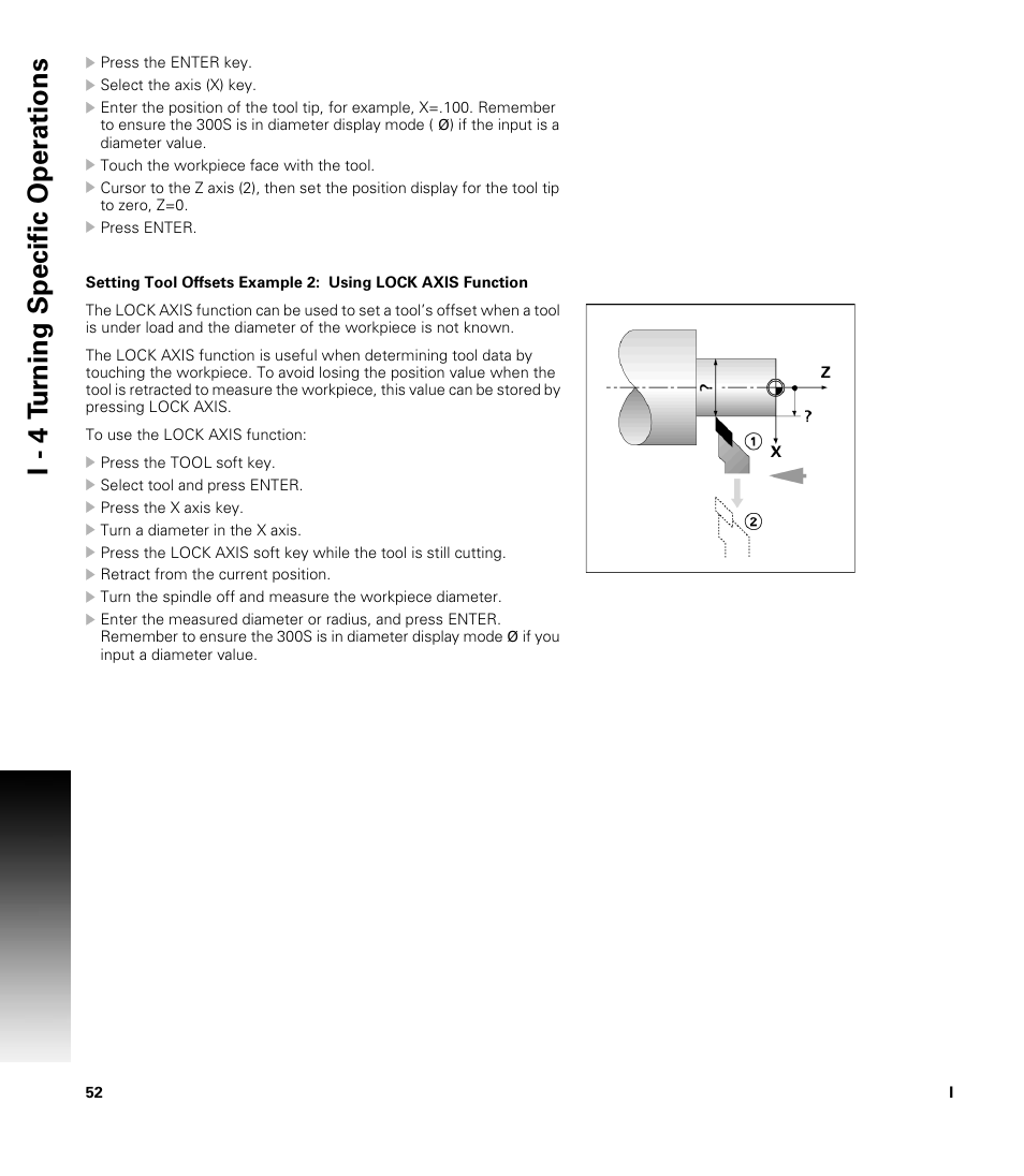 I - 4 t u rn ing specific oper ations | ACU-RITE 300S User Manual | Page 66 / 120