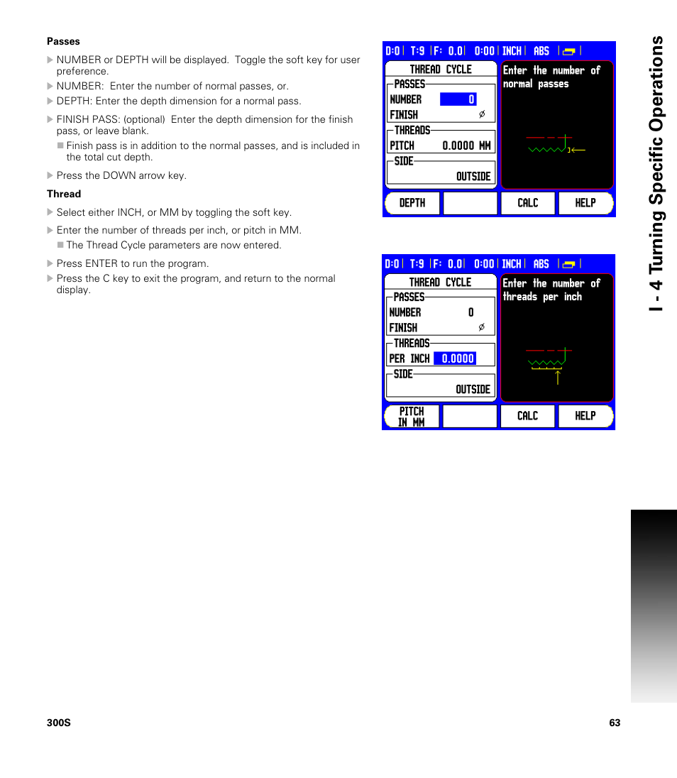 I - 4 t u rn ing specific oper ations | ACU-RITE 300S User Manual | Page 77 / 120