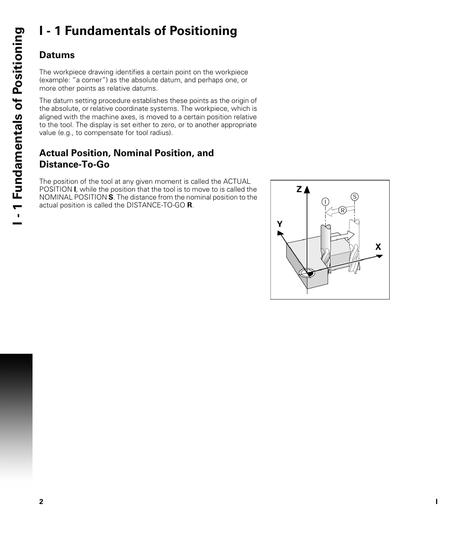 I - 1 fundamentals of positioning, Datums | ACU-RITE 200S User Manual | Page 16 / 98