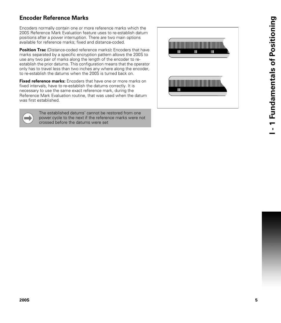 Encoder reference marks, I - 1 f u ndamentals of p o sitioning | ACU-RITE 200S User Manual | Page 19 / 98