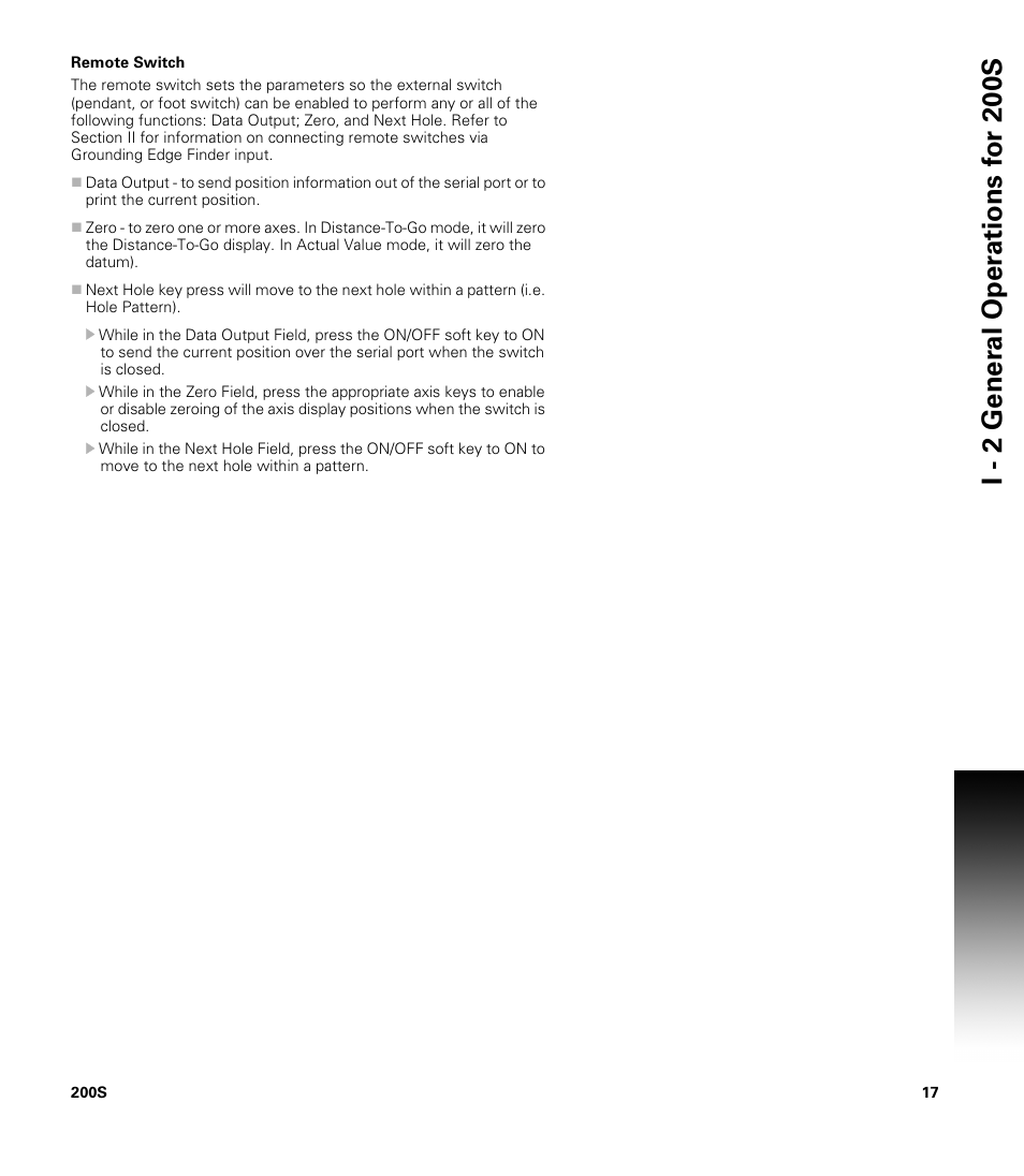 Remote switch | ACU-RITE 200S User Manual | Page 31 / 98