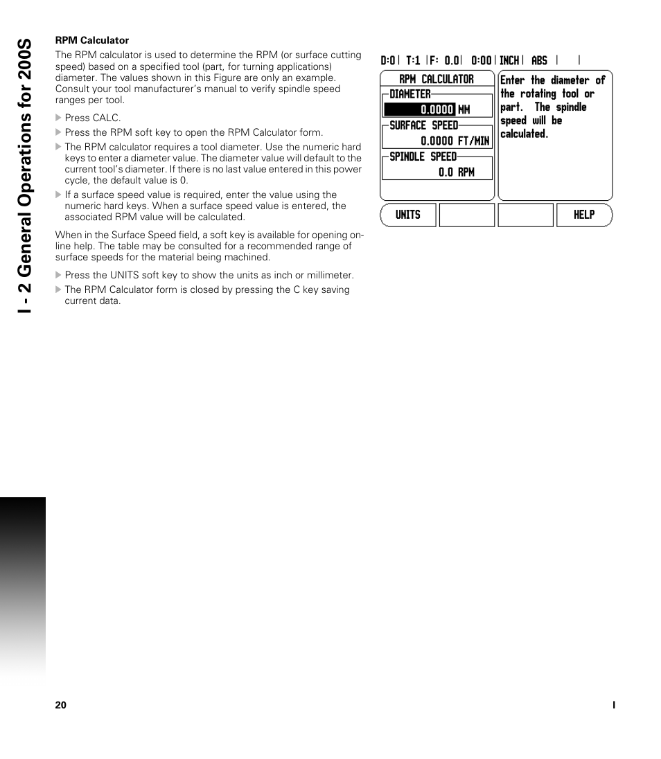 Rpm calculator | ACU-RITE 200S User Manual | Page 34 / 98
