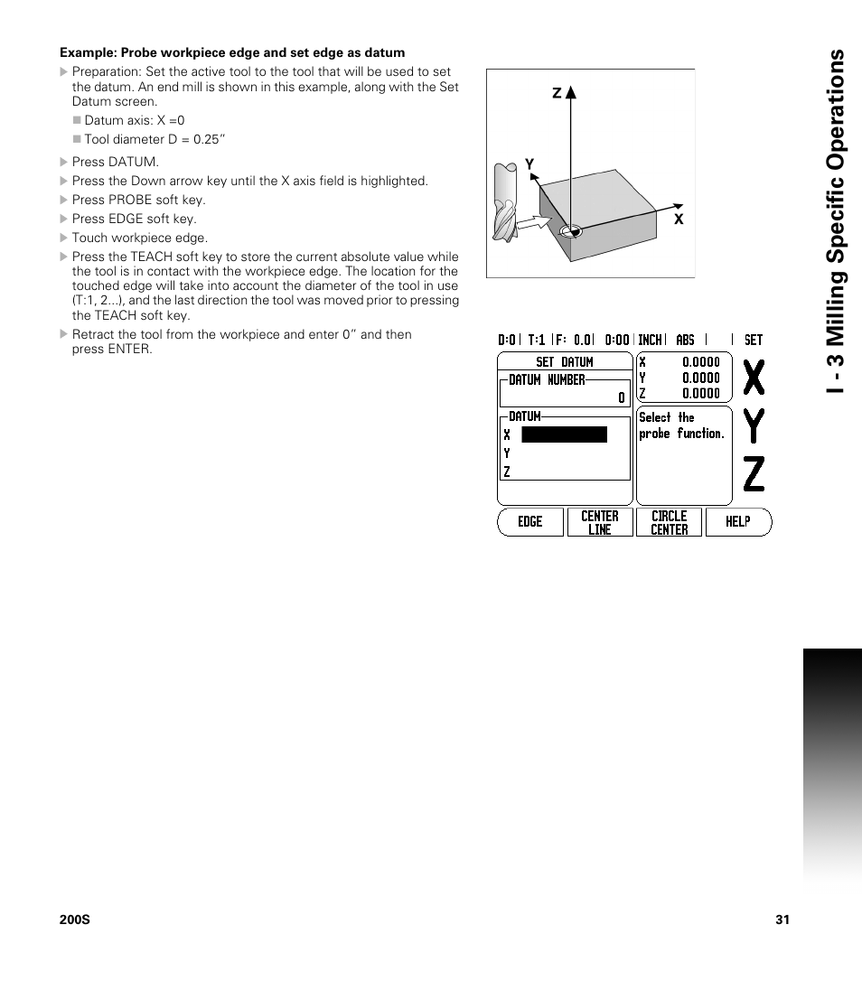 I - 3 milling specific oper ations | ACU-RITE 200S User Manual | Page 45 / 98