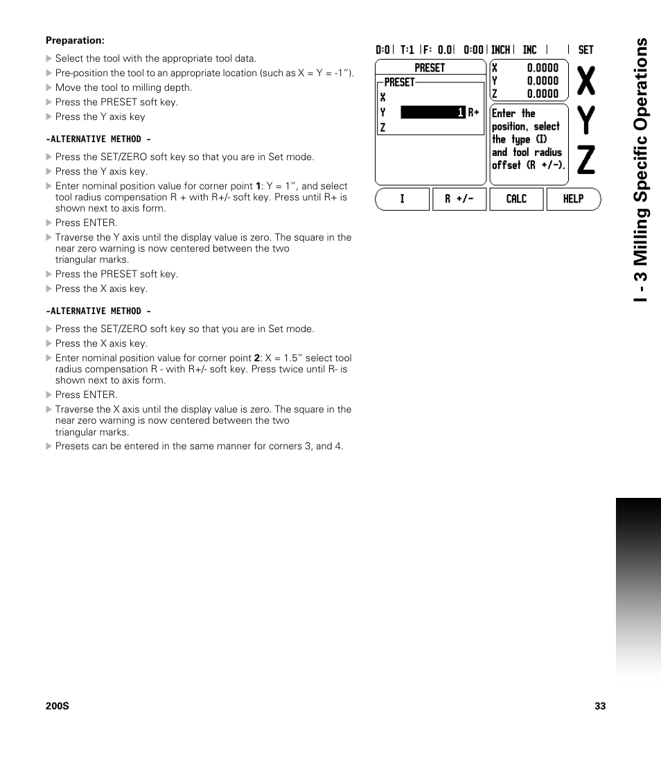 I - 3 milling specific oper ations | ACU-RITE 200S User Manual | Page 47 / 98