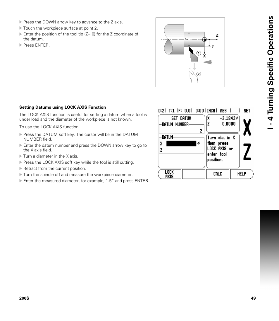 I - 4 t u rn ing specific oper ations | ACU-RITE 200S User Manual | Page 63 / 98