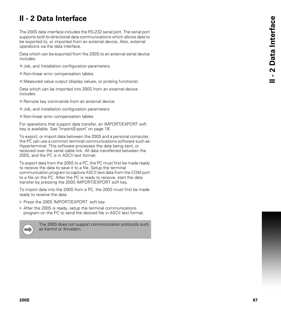 Ii - 2 data interface, Ii - 2 d a ta int e rf ace ii - 2 data interface | ACU-RITE 200S User Manual | Page 81 / 98