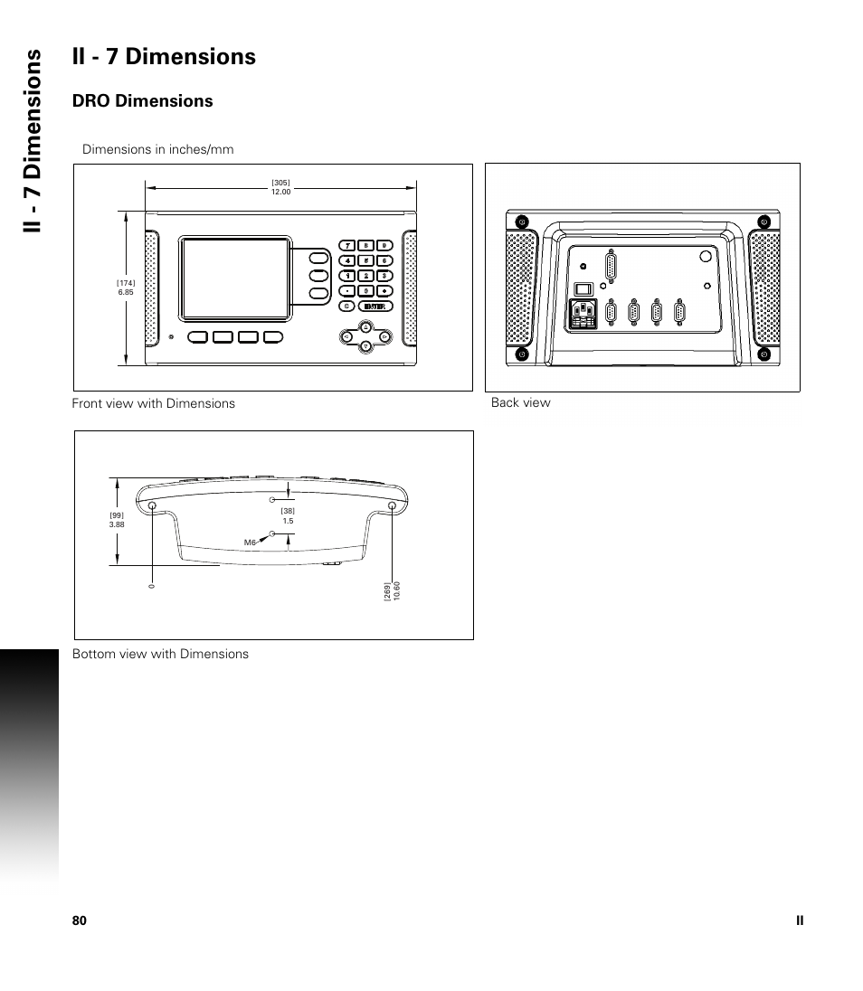 Ii - 7 dimensions, Dro dimensions | ACU-RITE 200S User Manual | Page 94 / 98