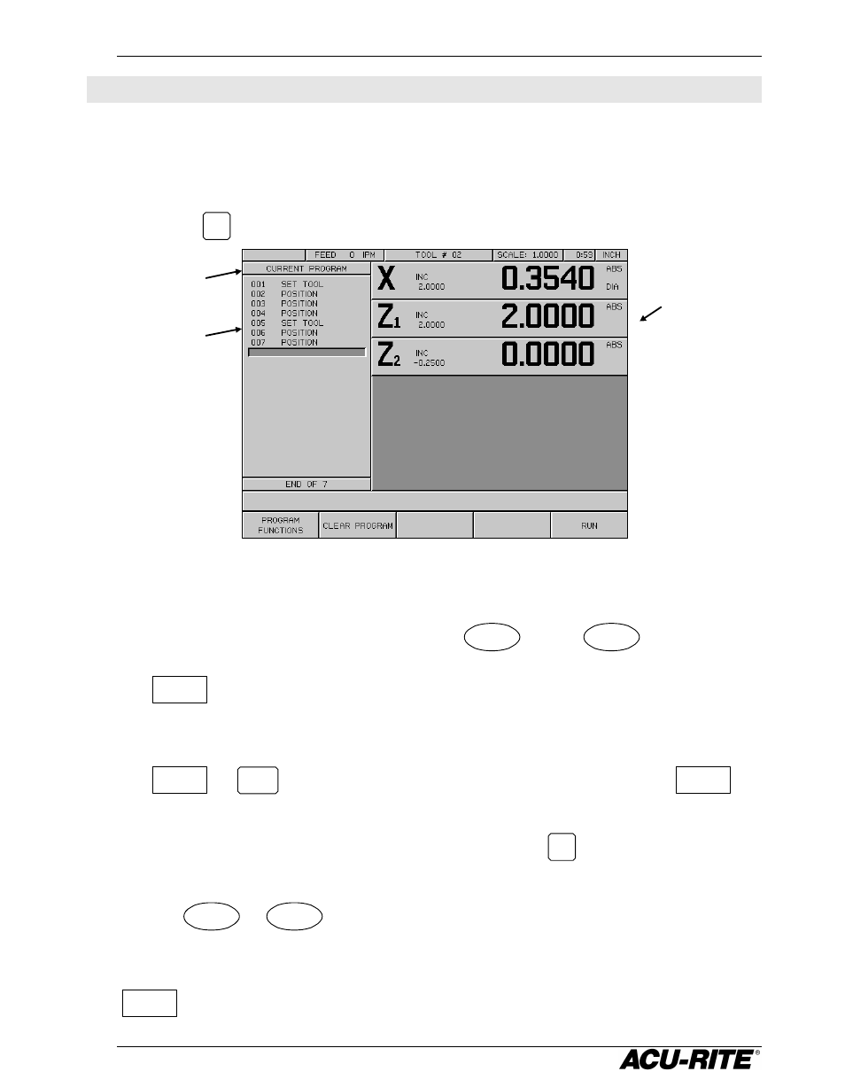 Program operations | ACU-RITE VRO 300T User Manual | Page 24 / 61