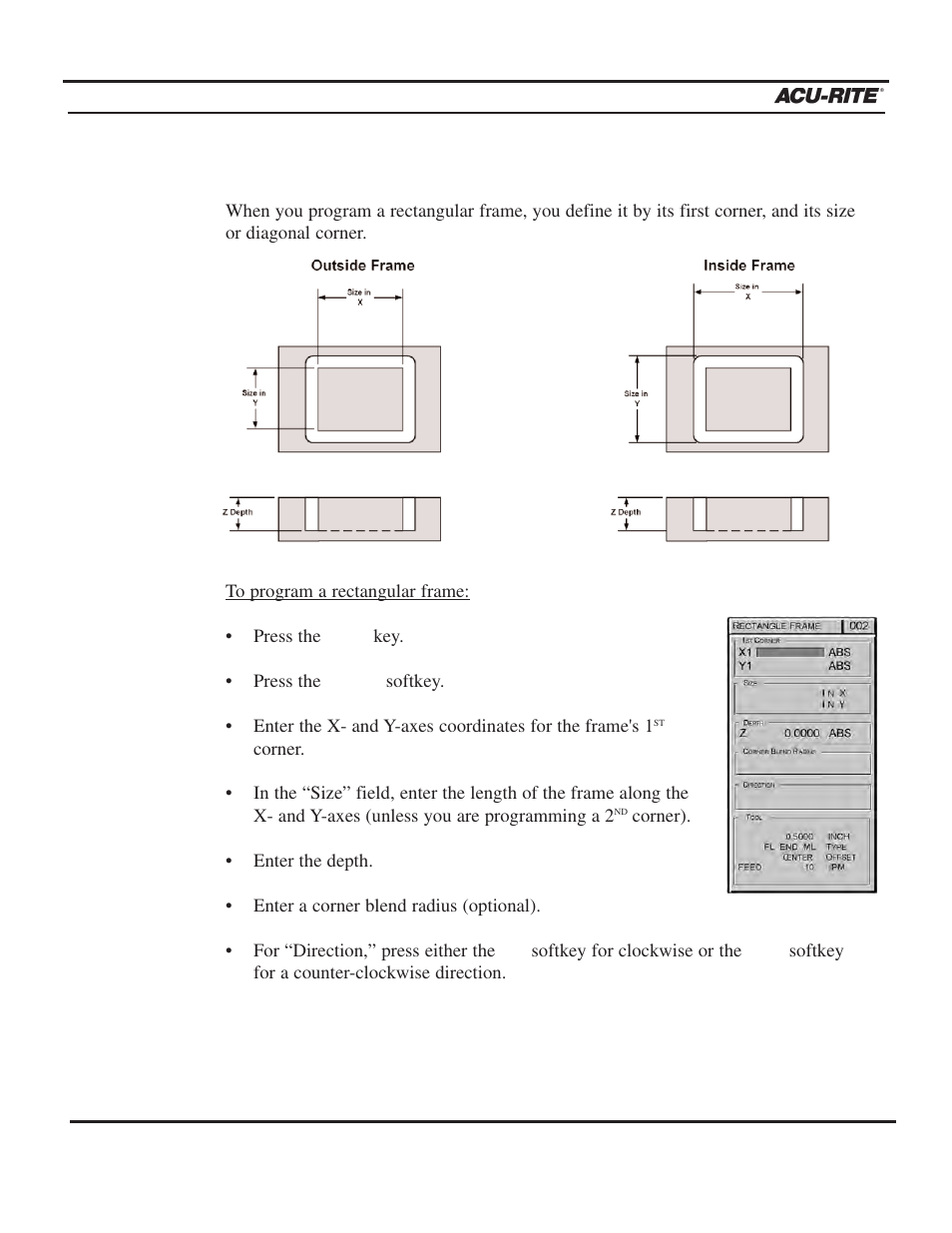 Program steps, Operation manual | ACU-RITE MILLPWR 2 Axes User Manual | Page 104 / 225