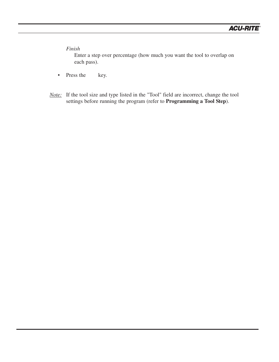 Program steps | ACU-RITE MILLPWR 2 Axes User Manual | Page 107 / 225