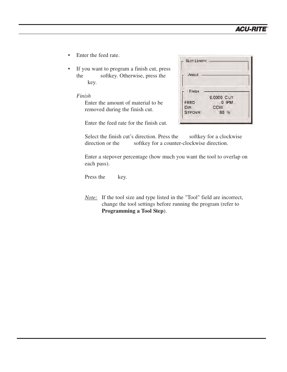 Program steps, Operation manual | ACU-RITE MILLPWR 2 Axes User Manual | Page 109 / 225