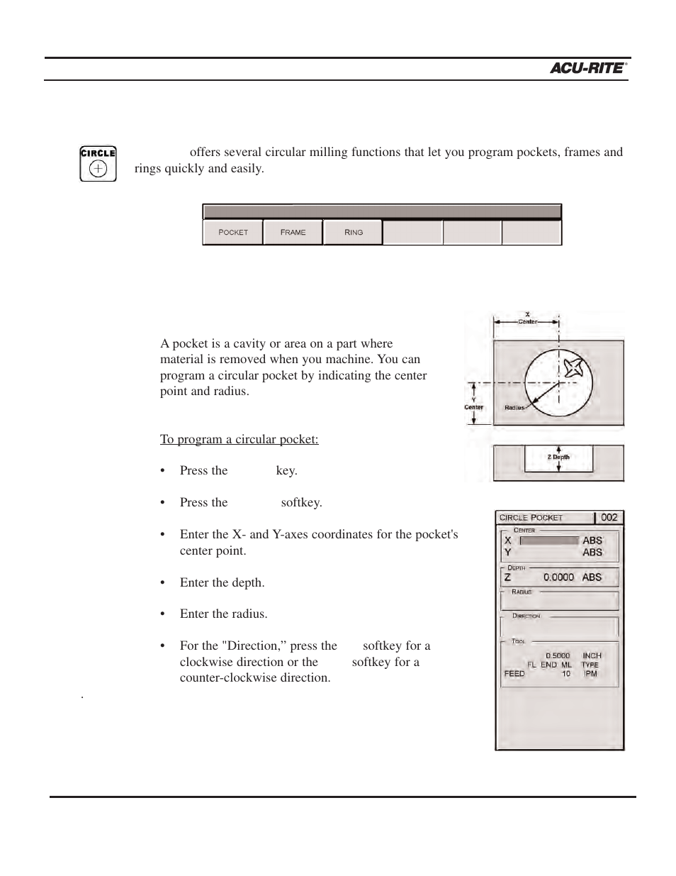 Program steps | ACU-RITE MILLPWR 2 Axes User Manual | Page 110 / 225