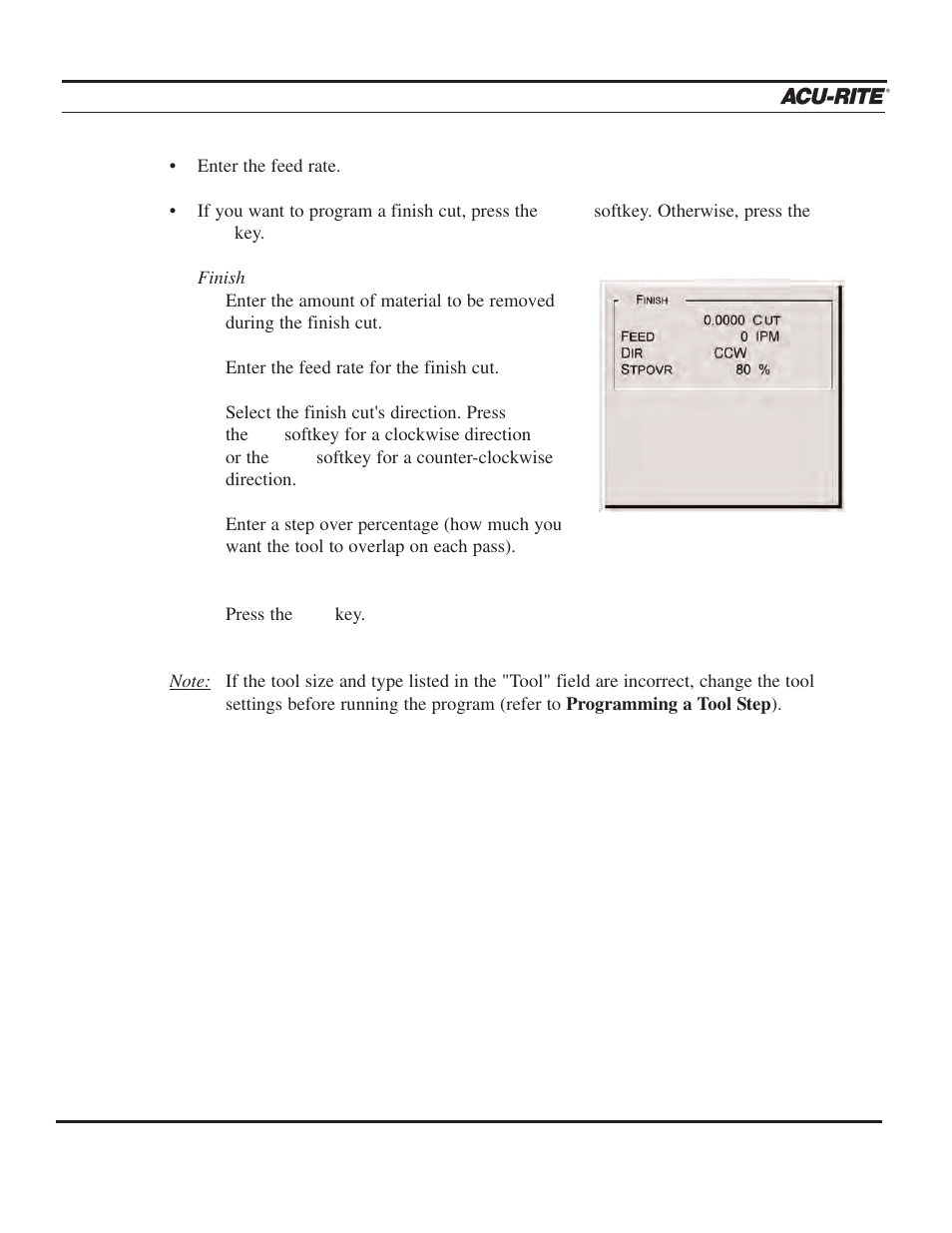 Program steps | ACU-RITE MILLPWR 2 Axes User Manual | Page 111 / 225