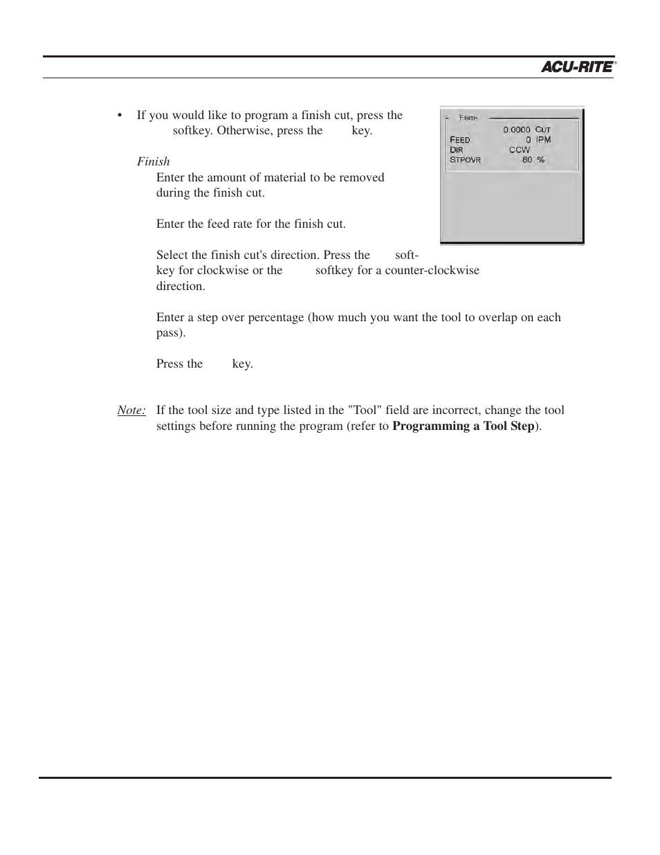 Program steps, Operation manual | ACU-RITE MILLPWR 2 Axes User Manual | Page 115 / 225