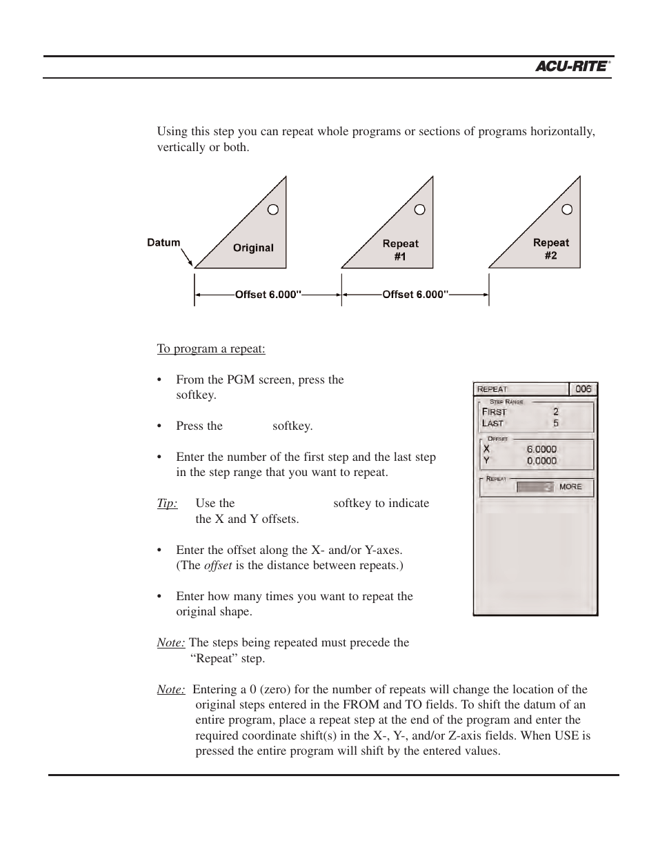 Program steps | ACU-RITE MILLPWR 2 Axes User Manual | Page 124 / 225