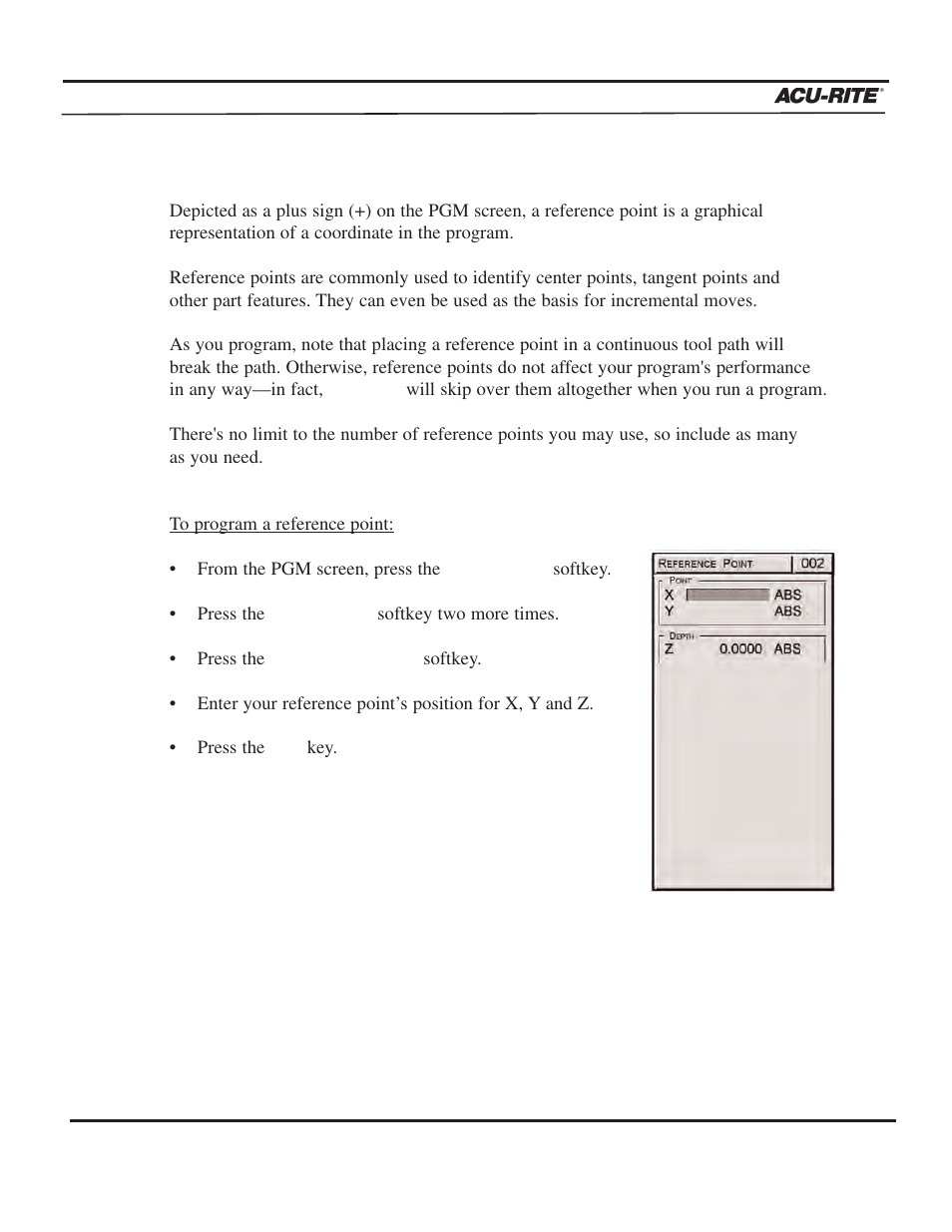 Program steps | ACU-RITE MILLPWR 2 Axes User Manual | Page 138 / 225