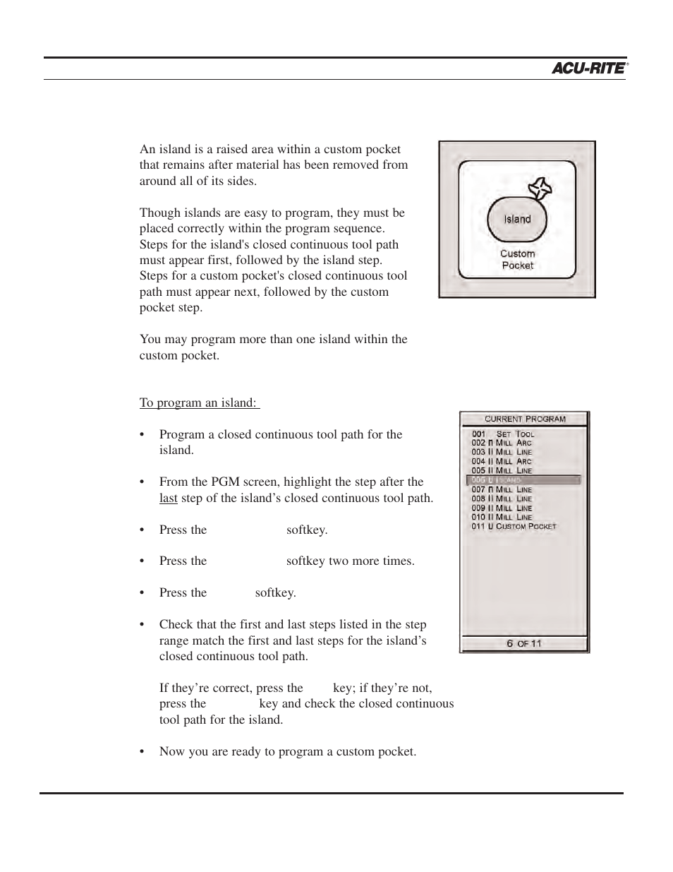 Program steps | ACU-RITE MILLPWR 2 Axes User Manual | Page 139 / 225