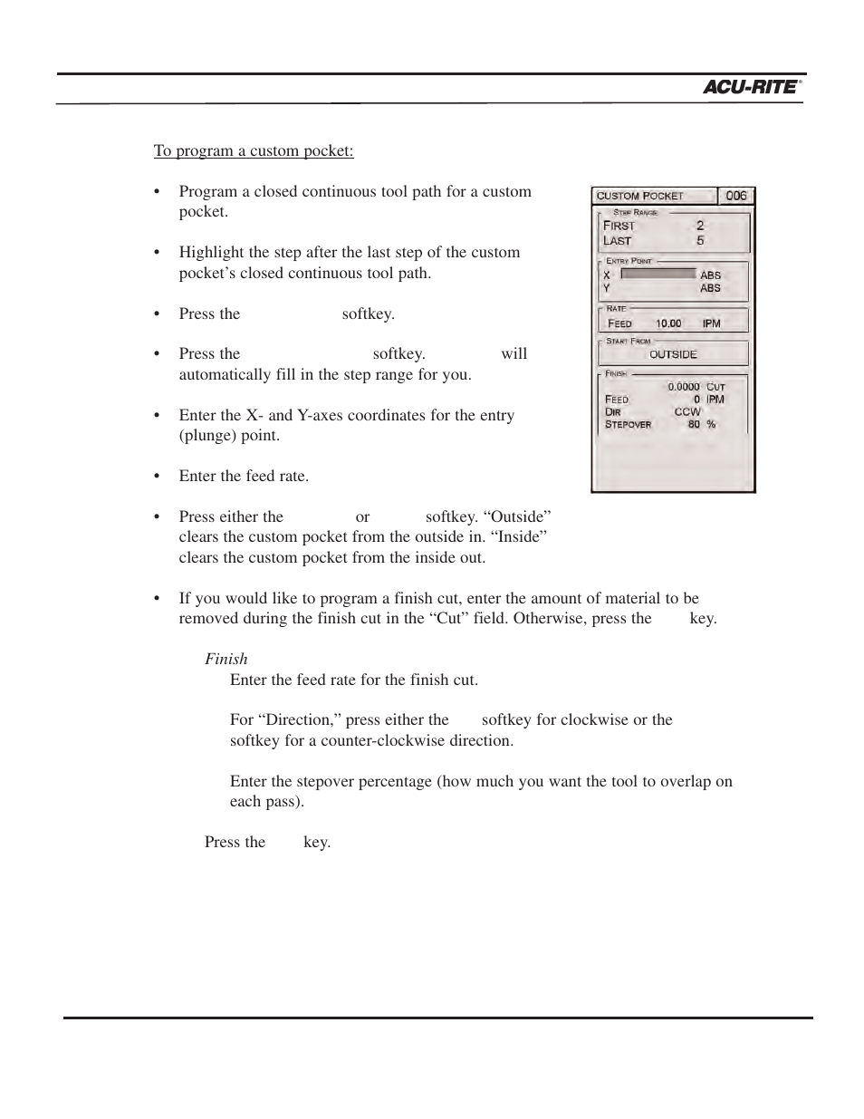 Program steps, Operation manual | ACU-RITE MILLPWR 2 Axes User Manual | Page 140 / 225