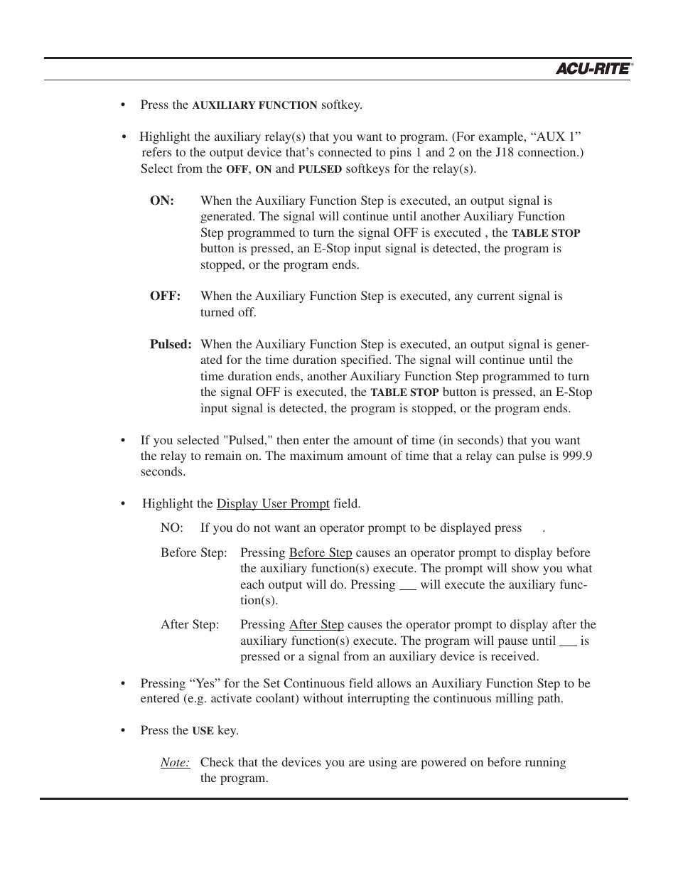 Program steps, Operation manual | ACU-RITE MILLPWR 2 Axes User Manual | Page 145 / 225